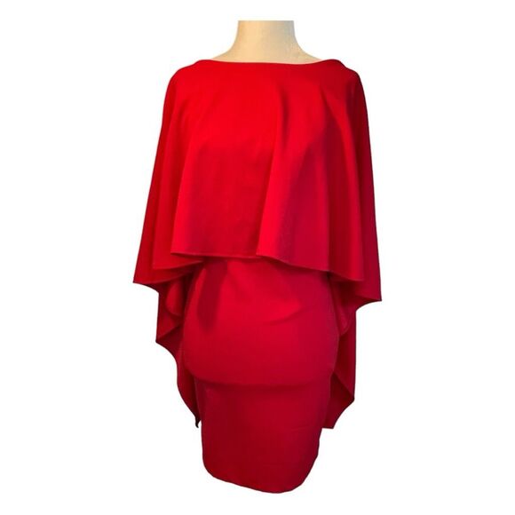 Lulu's Best is Yet to Come Mini Dress Red Cape Sleeves S - Picture 4 of 9